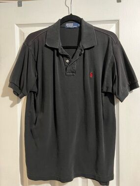 Ralph Lauren Black Polo with Red Pony Embroidery